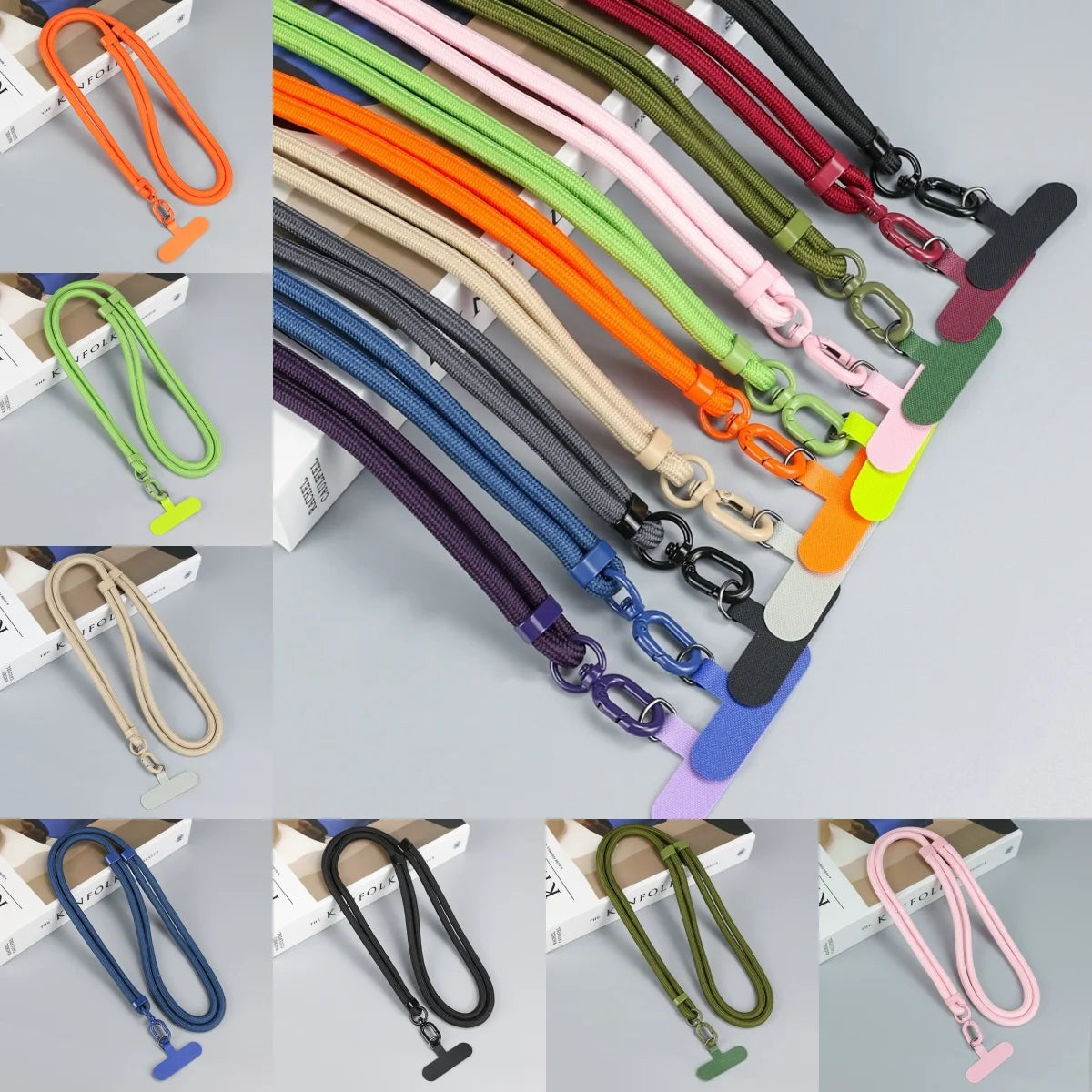 Colorful Adjustable Long Lanyard for Mobile Cell Phone Candy Solid Color Crossbody Necklace Anti-Lost Strap for Phone Universal