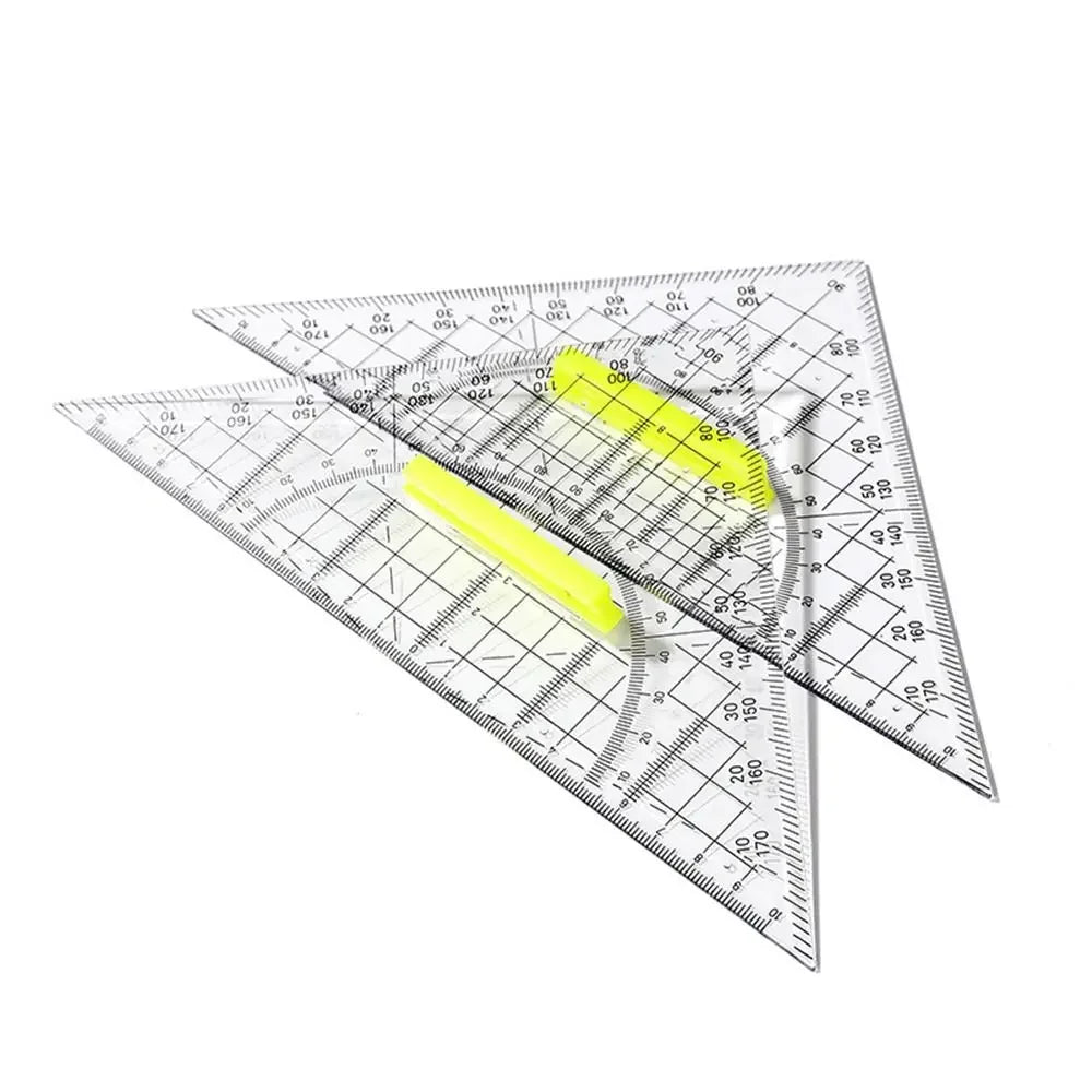 Professional Plastic Set Square Drafting Tools Transparent Angle Protractor Geometry With Handle Scale Ruler School Office