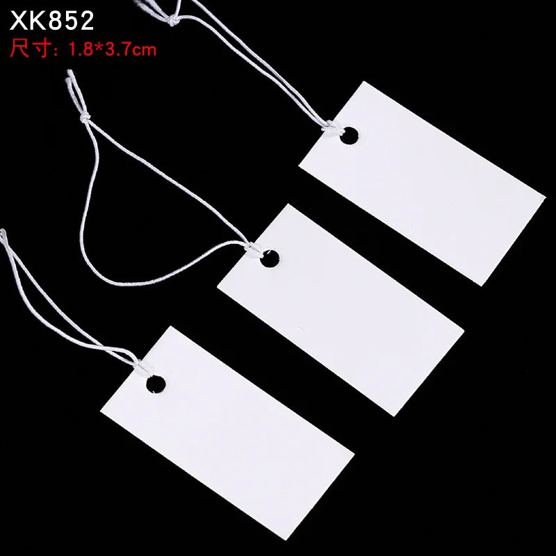 100pcs Jewelry and Jewelry Small Tags DIY Blank Hanging Rope Small Hang Tags Cowhide Elastic Thread Hanging Tags Price Tag