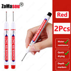 1-90Pcs Waterproof White Long Head Markers Pen 2cm Woodworking Deep Hole Marker Pens Metal Carpenter Black/Red/Blue/Green Ink