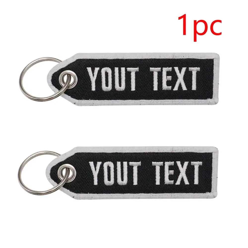 Personalized Color font  Keychain  Customize Text Tag Double Sided Embroidery for Motorcycles Cars ATV Scooters