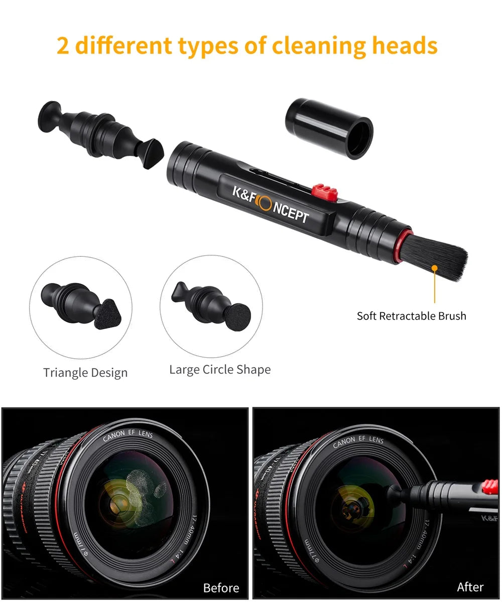 K&F CONCEPT 3 In 1 Professional Dslr Camera Lens Cleaning Kit for Digital Camera Mobile Phone Screen Cleanser Laptop Glasses