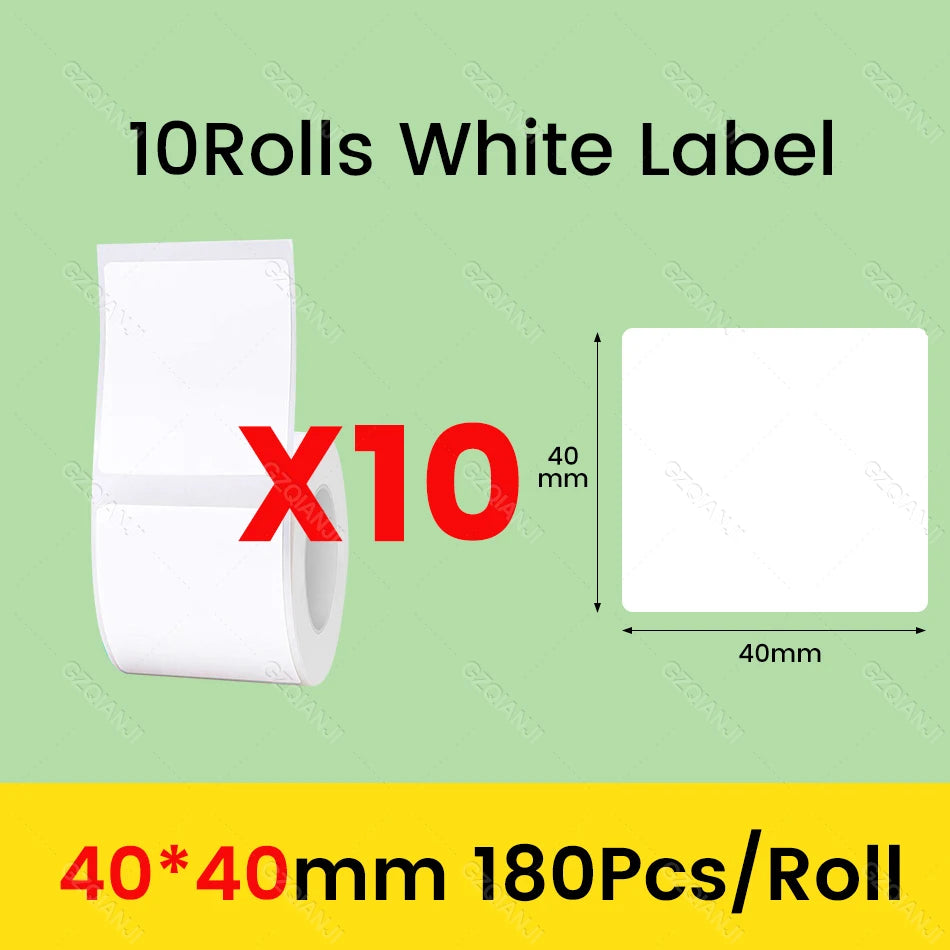 3/5/10 Rolls NiiMbot B21 B1 Label Printer Paper Roll Waterproof Anti-Oil Tear-Resistant Price Tag Pure White Sticker Papers