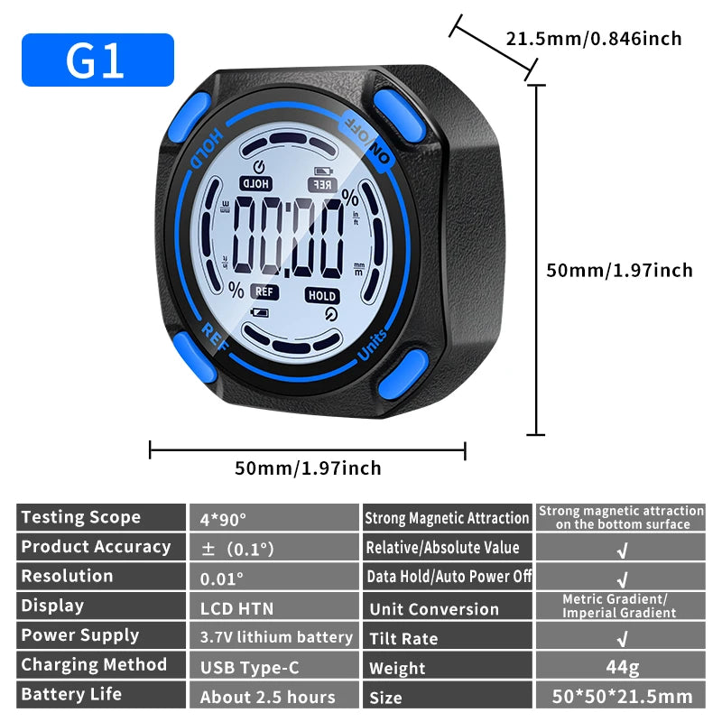 SNAKOL Mini Angle Gauge Magnetic Protractor Digital Inclinometer Angle Finder Level Box With Magnes and Backlight