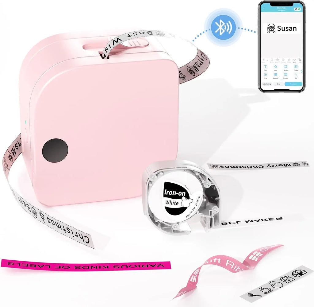 P12 Mini Label Maker Machine with Tape Bluetooth Label Printer Handheld Sticker Multiple Templates Font Inkless Sticker Maker