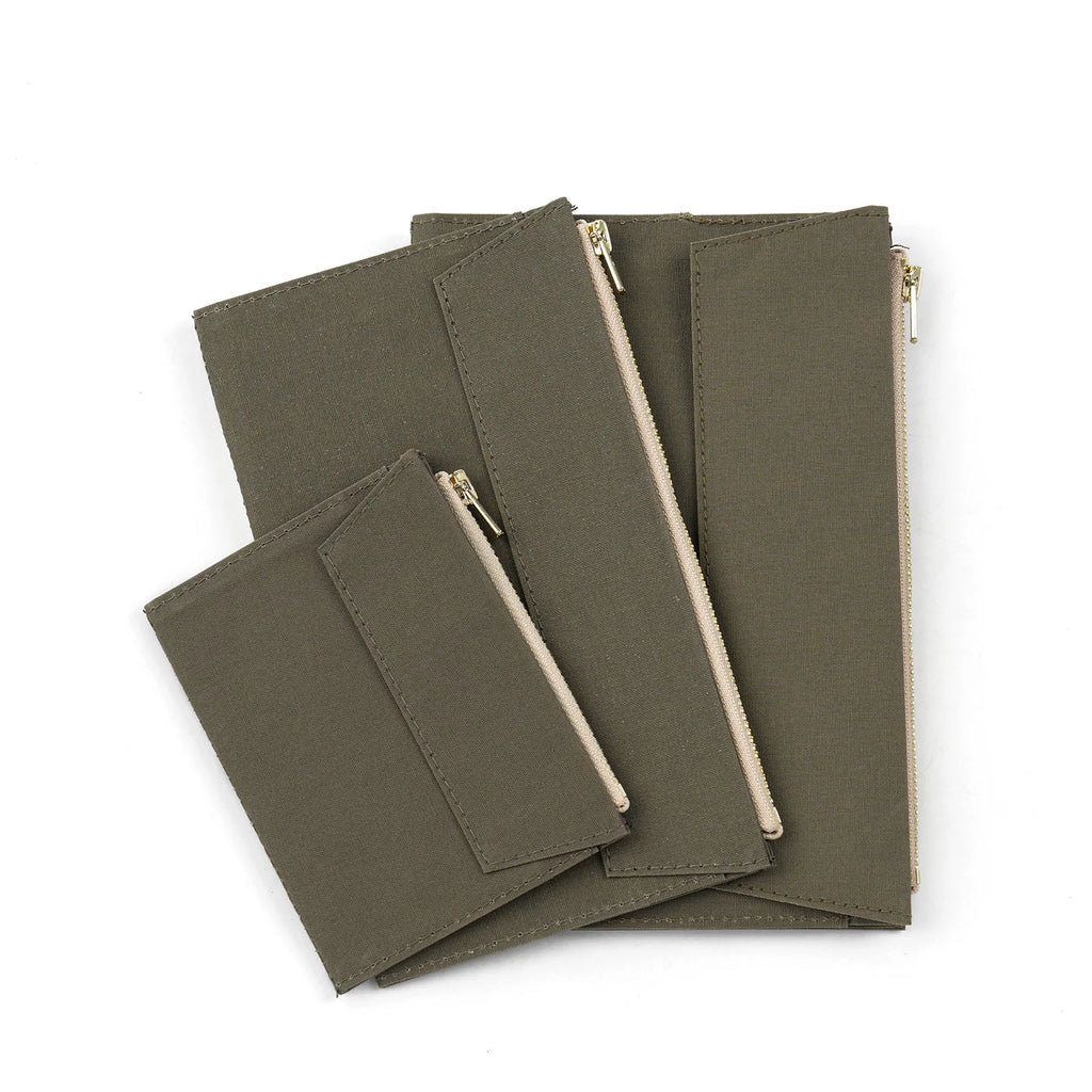 Canvas Zipper Card Holder for Travel Notebook, Canvas Storage Bag File Folder Refill Insert for Standard Journals Stationery