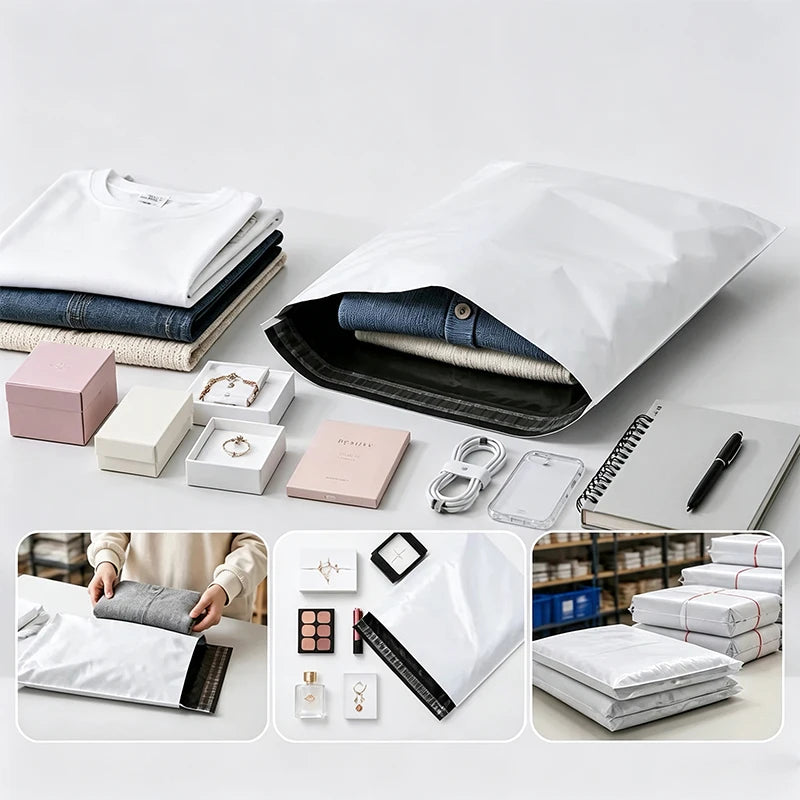 50Pcs White Courier Mailer Bags Packaging Poly Package Plastic Self-Adhesive Mailing Express Bag Envelope Postal Pouch Mailing
