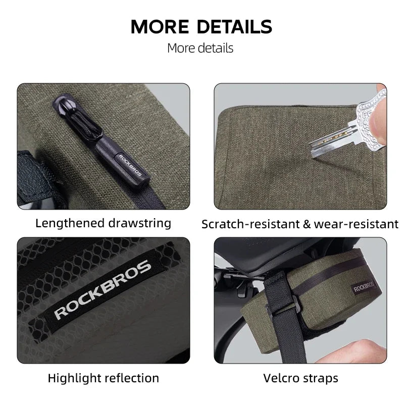 ROCKBROS Bike Saddle Bag Waterproof MTB Road Bike Bag Portable 0.4LMini Tail Bag Lightweight