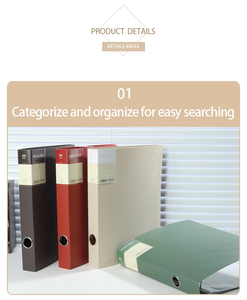 Clear PP A4 File Folder 4-Hole D-Ring Punch Binder Quick-Lock Lever Arch File - Hanging File Folders for Organizing