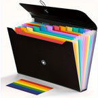 13 Pockets Accordion File Holder - Expanding File Folder Organizer for A4 Letter Size Paper Documents