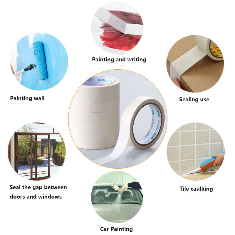 Masking Tape White Color  Sealing Self Adhesive Tape Car Painting Shelter Decoration Paper Tape Waterproof 20m / roll