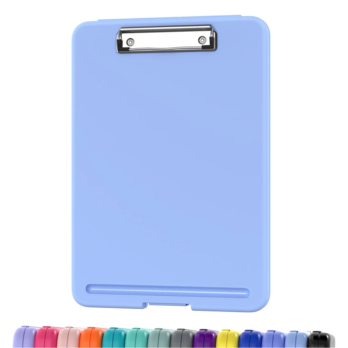 Clipboard with Storage (Multiple Colors Available) with Low Profile Clip, 9.5 x 13 Inch Sturdy Portable Writing Board, Foldable