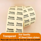 150pcs Transparent Waterproof Name Sticker Custom Personalized Self-adhesive Kids School Label Child Stationery Tag In Hebrew