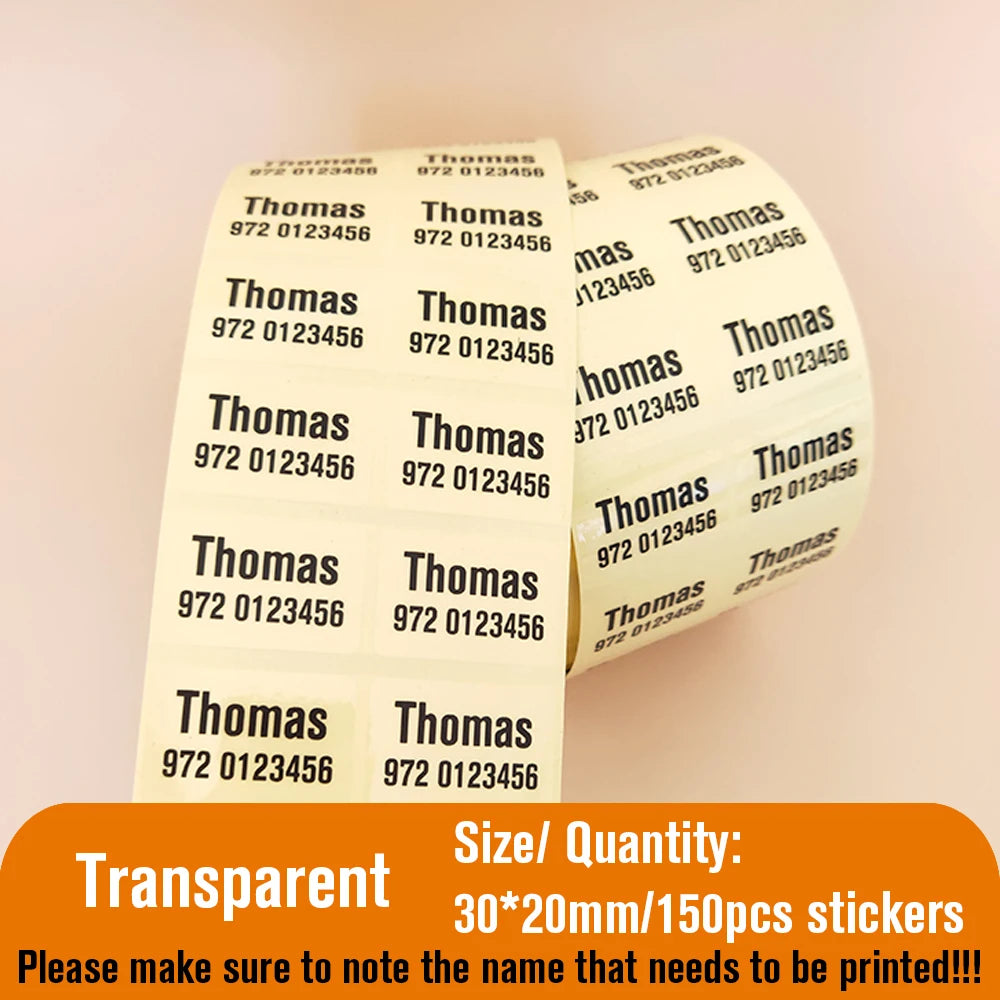 150pcs Transparent Waterproof Name Sticker Custom Personalized Self-adhesive Kids School Label Child Stationery Tag In Hebrew