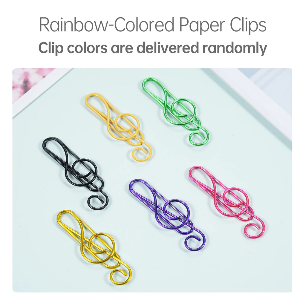 30/50/100PCS  Paper Clips Cute  Musical Note Paperclip Multicolor Metal Bookmarks for Music Enthusiast for Party Invitation Card