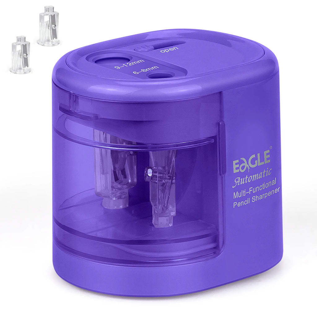 Eagle Auto Pencil Sharpener, Battery or USB Operated, Dual Holes, Dual Blades,  Portable,Office,School Supplies Stationery