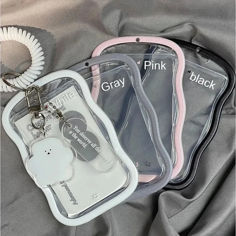 Creative Kpop Photocard Holder Transparent Keychain Photo Sleeve Bus Student Card Case Protector