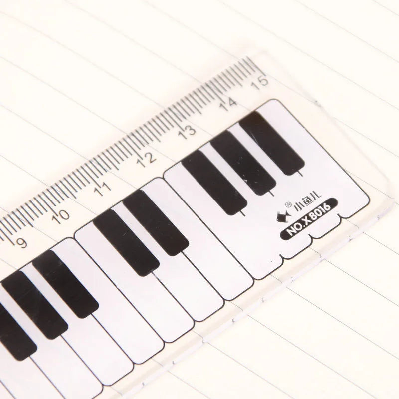 1 Piece Lytwtw's Cute Piano Straight Ruler Kawaii Tools Stationery Cartoon Drawing Office School Measuring