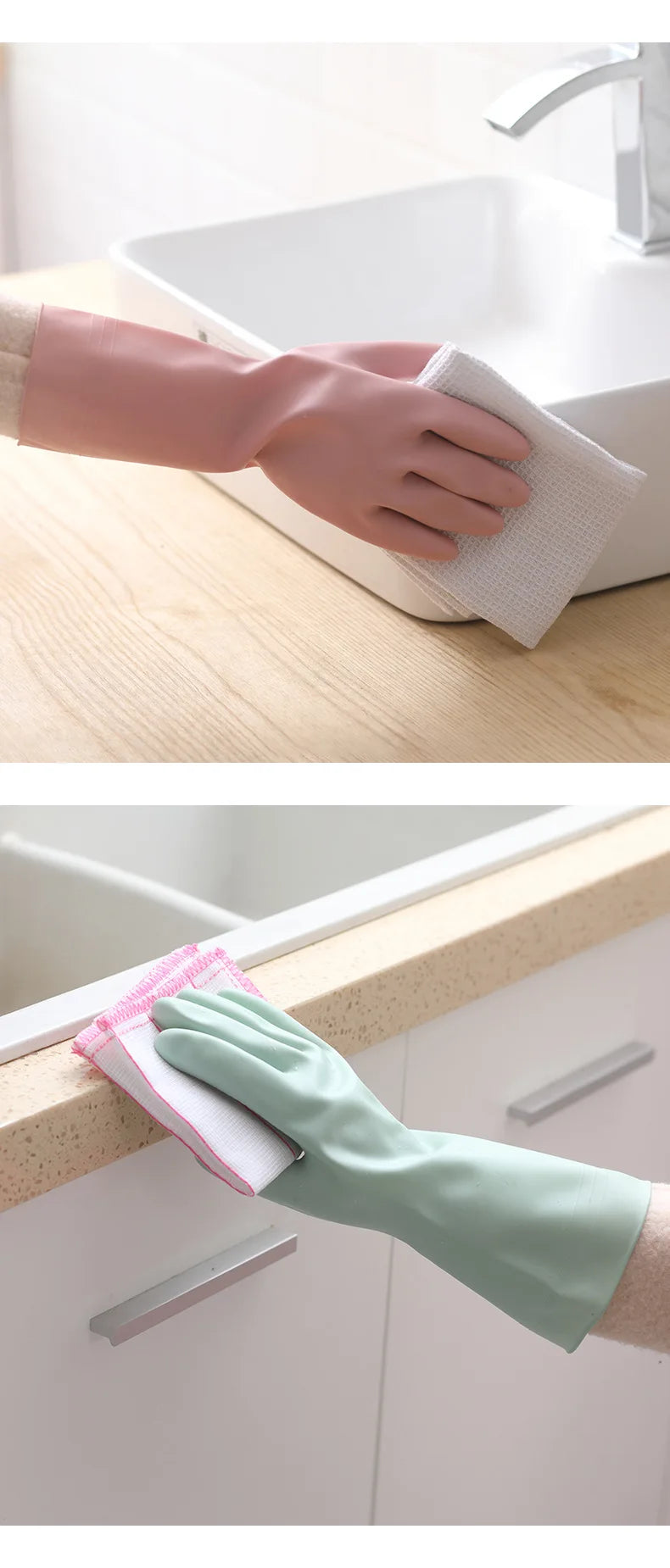 3342 Kitchen Dishwashing Gloves Thickened Durable Waterproof Cleaning Housework Women'S Laundry Latex Rubber Gloves