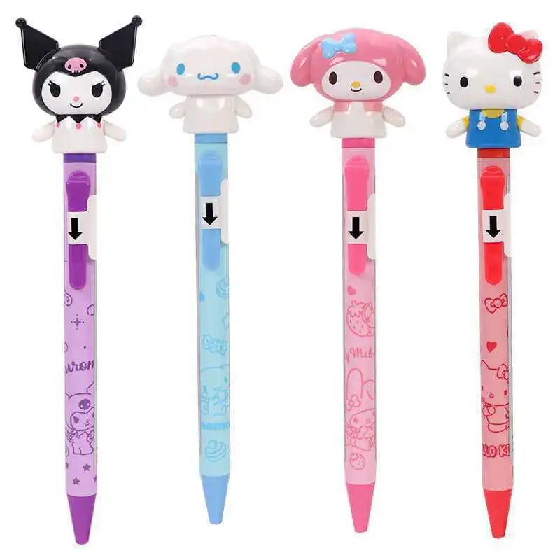 Kawaii HelloKitty cartoon peripheral Sanrio family learning supplies ballpoint pen 3D doll with movable arms, ballpoint pen
