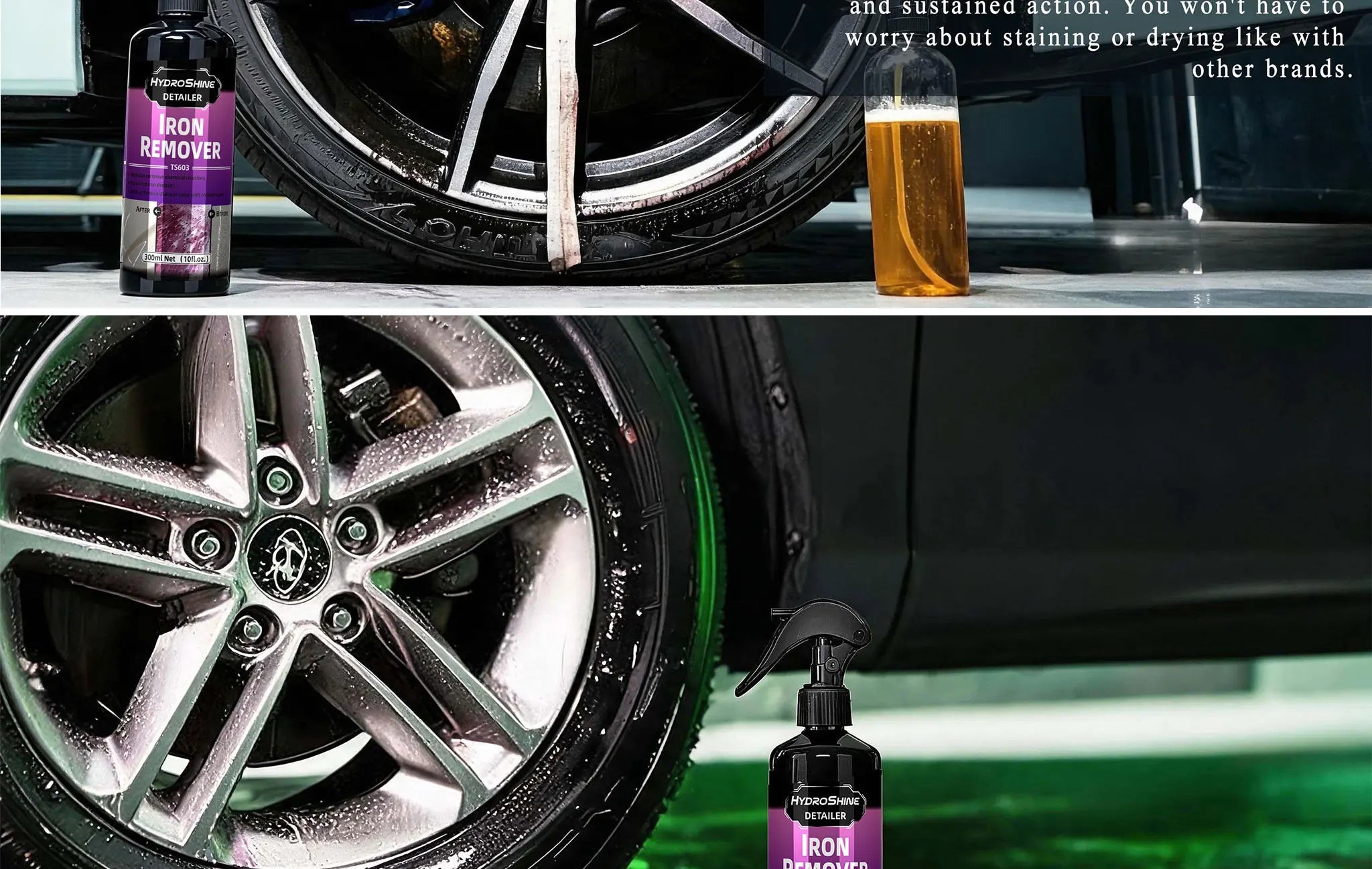 Hydroshine Iron Remover Car Detailing Fallout Spray Decontamination Kit Rust Remover Spray for Brake Rim Metal Surface Particles