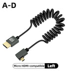 8K UHD Cable High Speed HDMI-compatible Mini/Micro HDMI-compatible Coiled Cord for HDTV Laptop PC PS4 Camera DV Monitor Display
