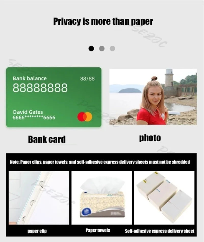 Small Electric Office Automatic Confidential Shredder for Household and Confidential Documents Shredder