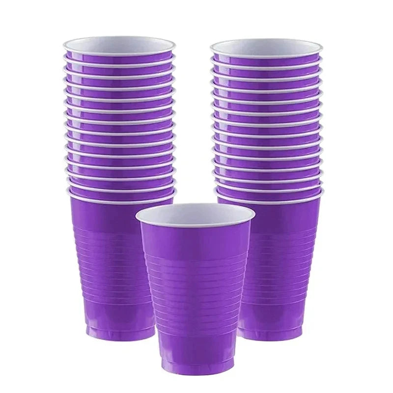 Solid Purple Color Party Decorations Disposable Paper,Cups,Plates,Spoons,Kids Birthday Supplies Baby Shower Decorations