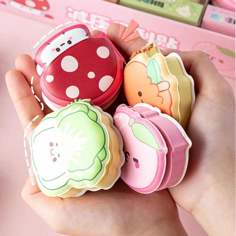 4 Pcs Mini Cute Cartoon Memo Pad Game Console Vegetable Bread Shape Sticky Note Portable Message Book Pendant Book