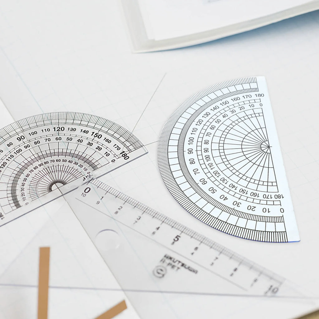 50Pcs Geometry Measuring Protractor Clear Plastic 10Cm 4Inch 180 Degree Ruler for Math Drawing Students School Office Education