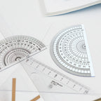50Pcs Geometry Measuring Protractor Clear Plastic 10Cm 4Inch 180 Degree Ruler for Math Drawing Students School Office Education