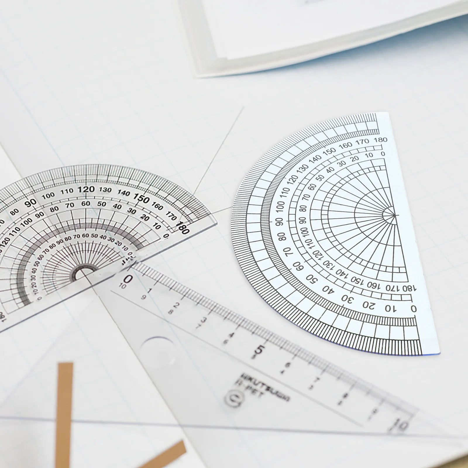 50Pcs Geometry Measuring Protractor Clear Plastic 10Cm 4Inch 180 Degree Ruler for Math Drawing Students School Office Education