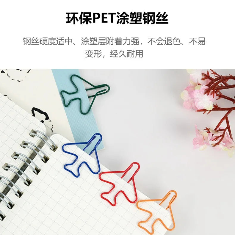 20-100pcs Metal Airplane Shape Office Paper Clips Bookmark School Office Stationery DIY Paper Clip Holder Craft Supplies