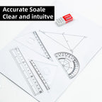 Frosted Ruler Set with Clear Scale - Drawing and Drafting Rulers with Triangle and Protractor for Accurate Measurement