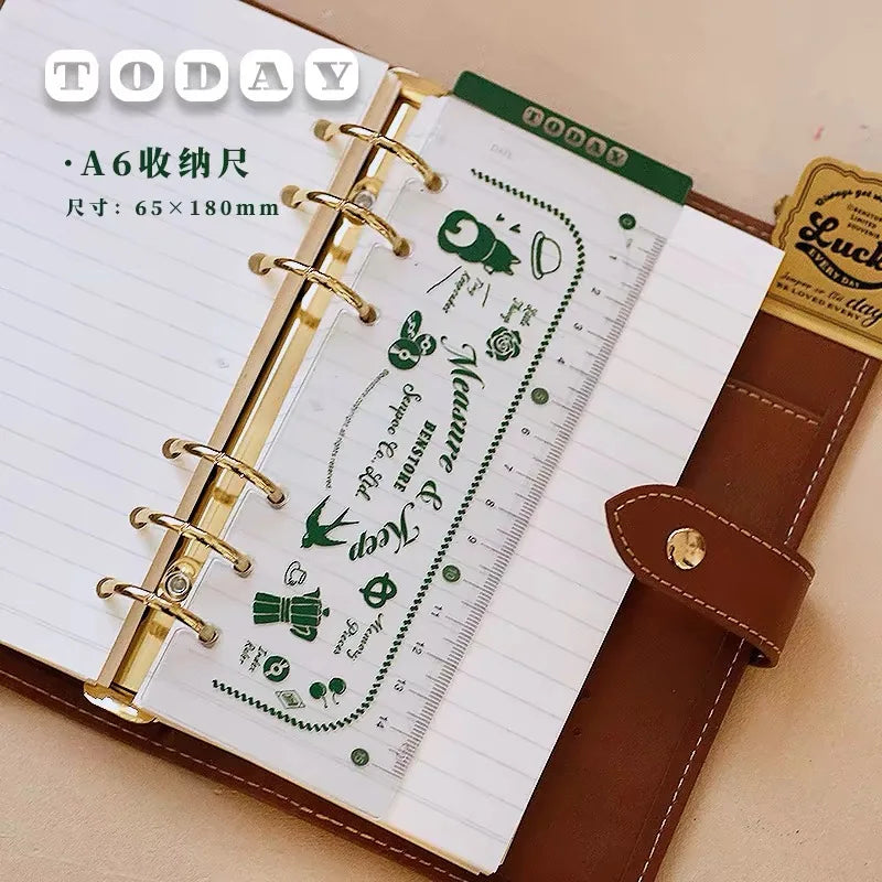 Binder Storage ruler vintage loose-leaf Notebook inner page index divider bookmark DIY accessory flexible ruler
