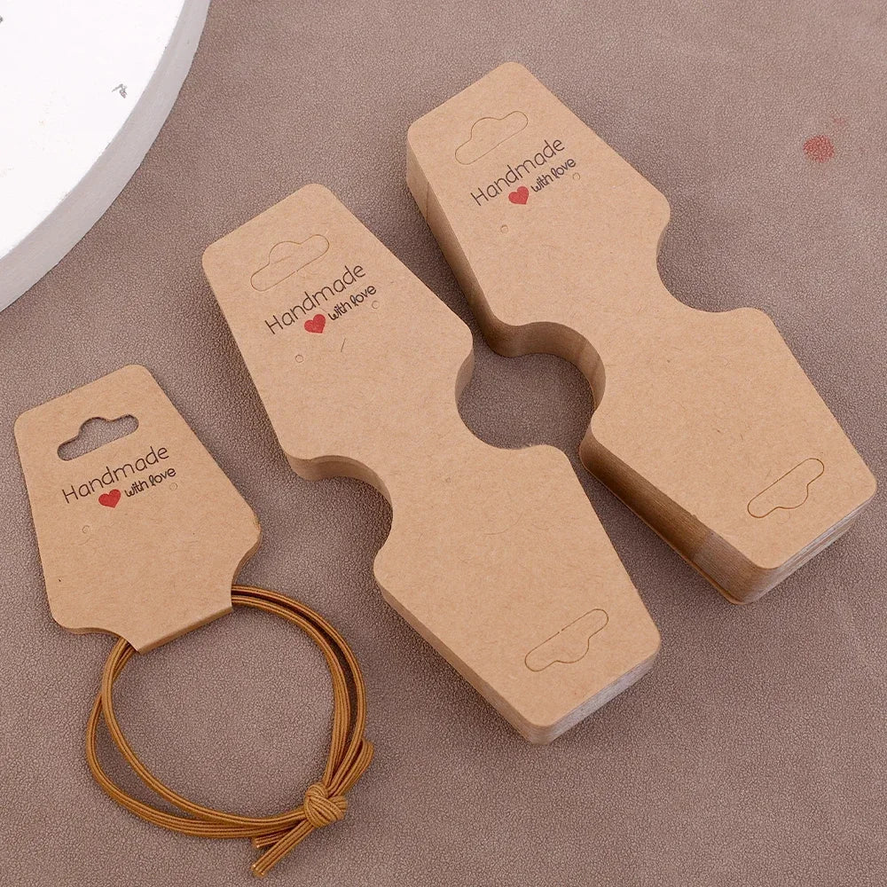 Jewelry Display Card Price Tag Foldable Kraft Paper Card For Necklace Bracelet Headband Hairband Hanging Label Packing Holder