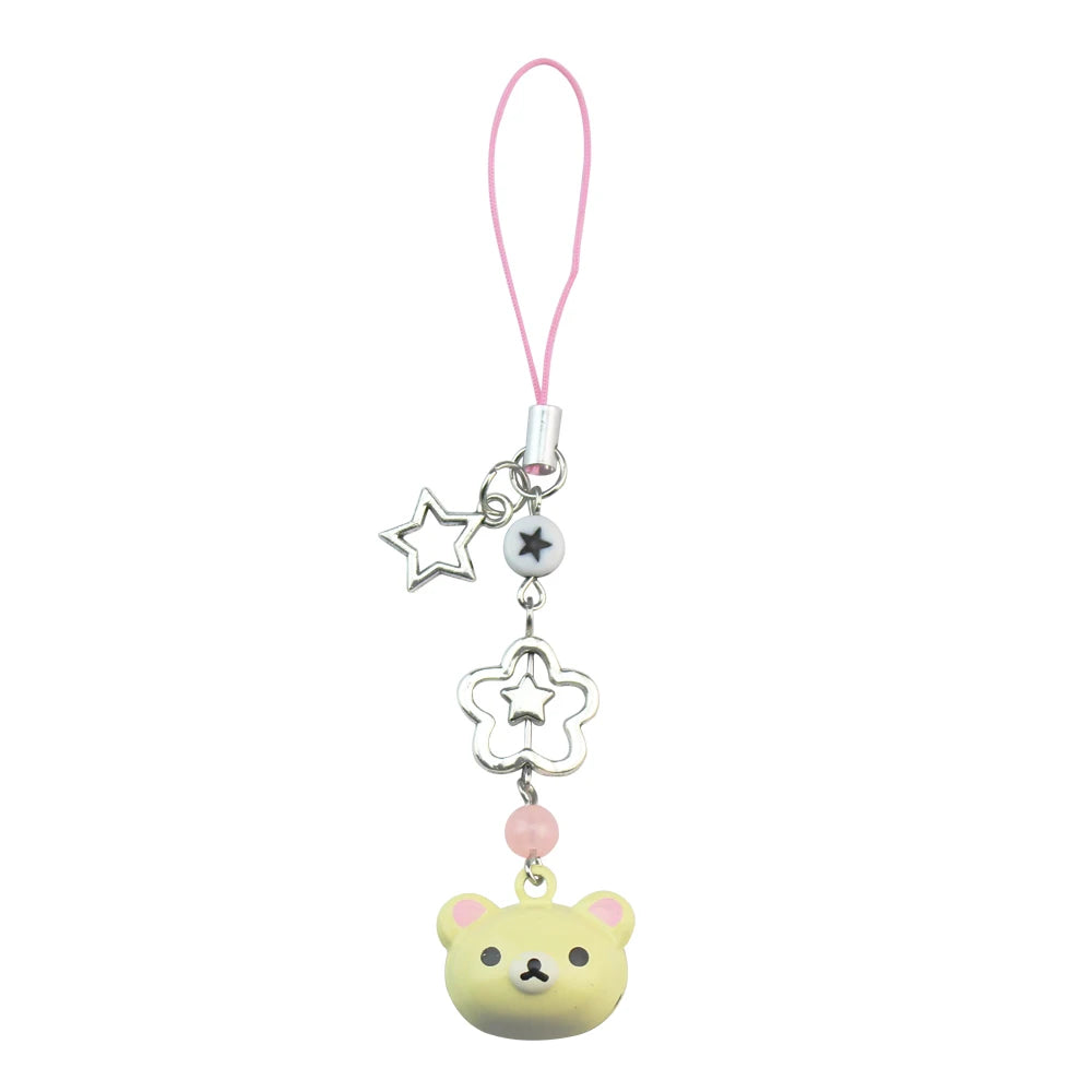 Kawaii Rilakkuma Easy Bear Phone Rope Chain Keyrings Lazybear Doll Keychains Bag Key Pendants Gift