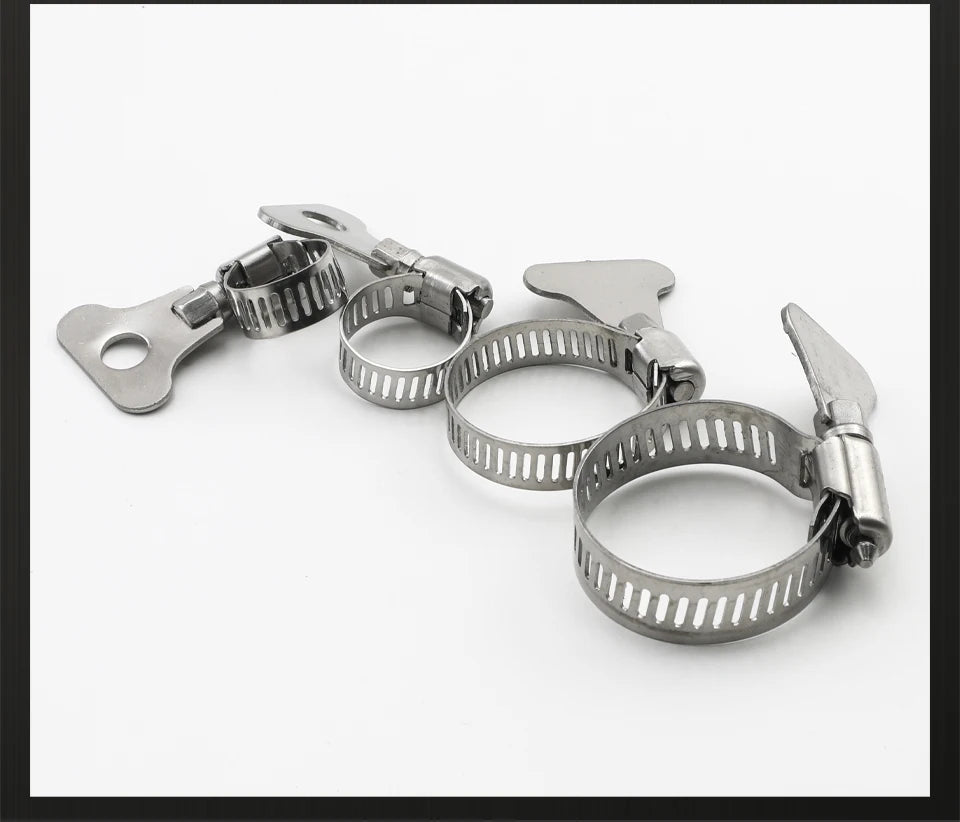 JUIDINTO 2-10pcs Worm Gear Hose Clamp 6-95mm Adjustable Key Clamp Hose Clip Stainless Steel for Water Pipe Automotive Mechanical