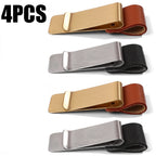 6-1PCS Stainless Steel Leather Pen Holder Pencil Clamps Notebook Bookmark Practical Organizer Clip Pen Holder Office Stationary