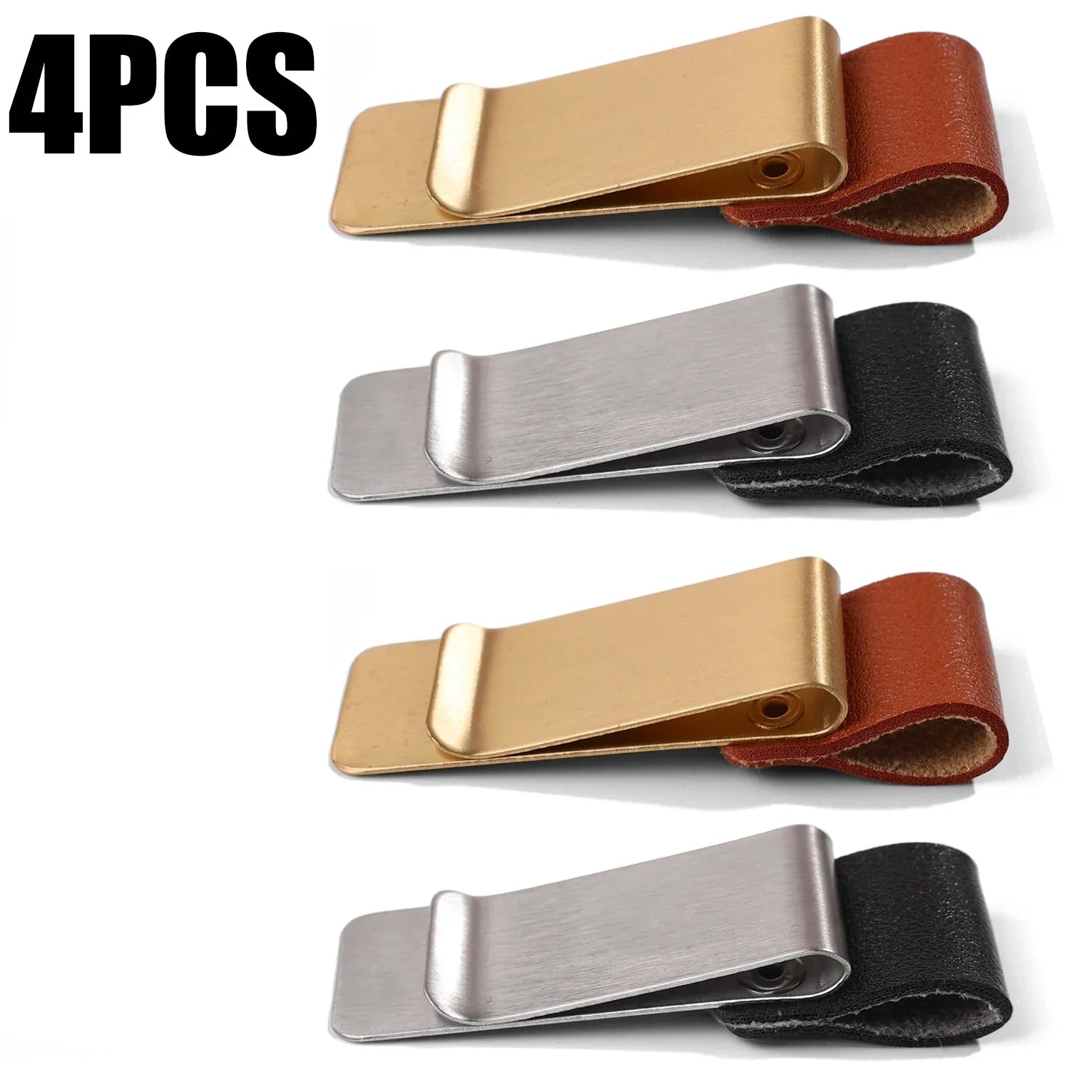 6-1PCS Stainless Steel Leather Pen Holder Pencil Clamps Notebook Bookmark Practical Organizer Clip Pen Holder Office Stationary