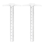 2PCS Transparent T-Square Ruler 30cm, Plastic Drawing T-Ruler for Students, Engineering Drafting Tool Set