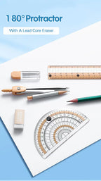 8-Piece Set of Measuring Rules for Students Including Compass Measuring Angle Ruler Triangular Ruler Measuring and Drawing Compl