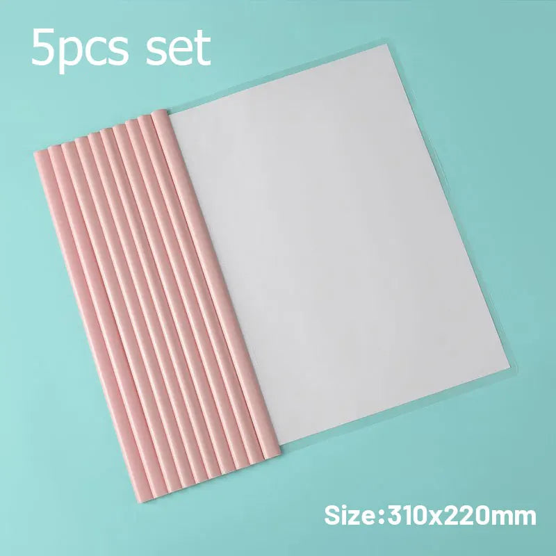 5pc/set A4 Transparent Folder Thickened Plastic Folder File Waterproof Test Paper Storage Bag Office Document Classification Bag