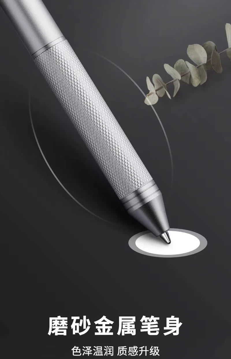 4 In 1 Multifunction Luxury Pen, 0.7mm 3 Color Ballpoint 0.5mm Mechanical Pencil, Gravity Sensor Metal Retractable Pens Długopis