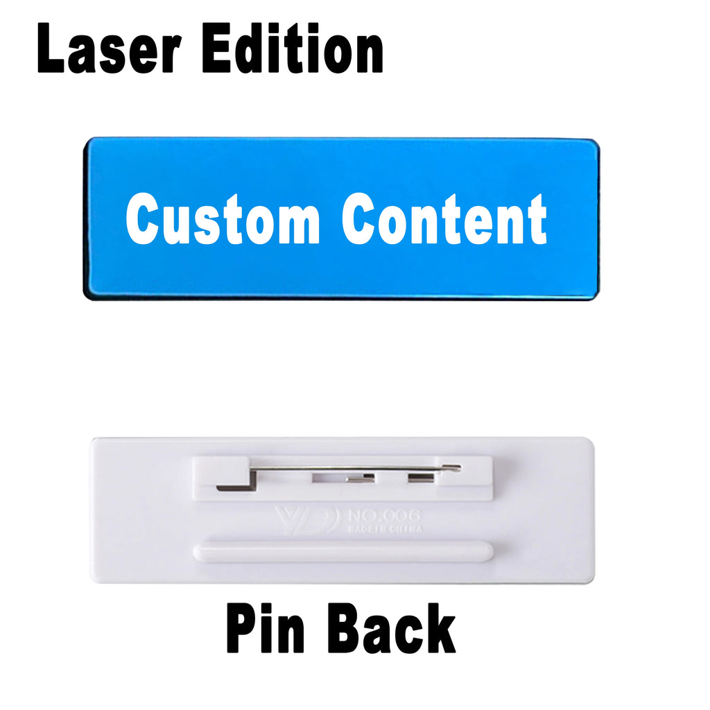 Stainless Steel Custom Name Tag with Pin Clip - Engraved Personalized Work Badge Business Identification Metal ID Name Plate