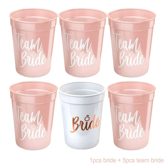Multi set Bachelorette Party Team Bride Plastic Drinking Cups Bridal Shower Gift Bride to be Hen Party Supplies Wedding Decor