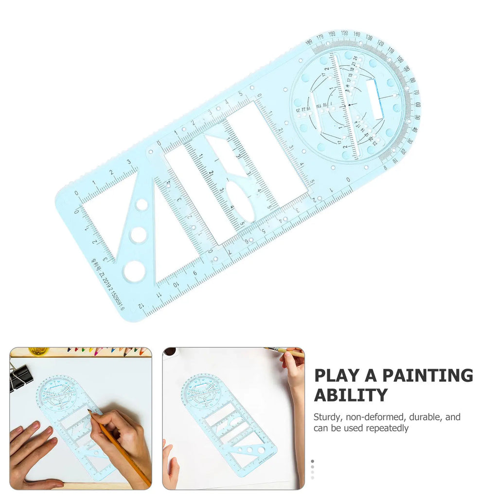 Multifunctional Geometric Drawing Ruler Set for Students Teachers Mathematics Drafting School Office Use Plastic Measuring
