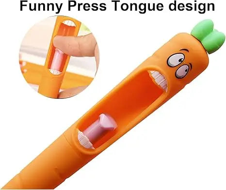 4 Pcs Kawaii Carrot Tongue Gel Pen Set 0.5mm Fine Point Black Ink Cute Writing Pens for Easter Basket Office Decorations & Stuffers