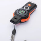 Emergency Survival Whistle 7 In 1 With LED Light Compass And Thermometer Outdoor Emergency Kit For Hiking Camping Compass Tool