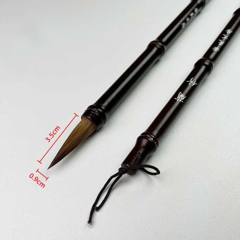 5 Pcs Wood Calligraphic Brush Weasel Wolf Hair Langhao Writing Brush Medium Size Chinese Bamboo Traditional Paintbrush Wholesale
